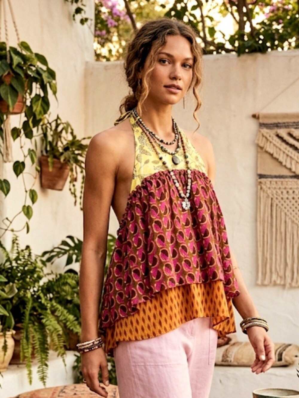 Zara Mixed Print Halter Top Size Medium NWT